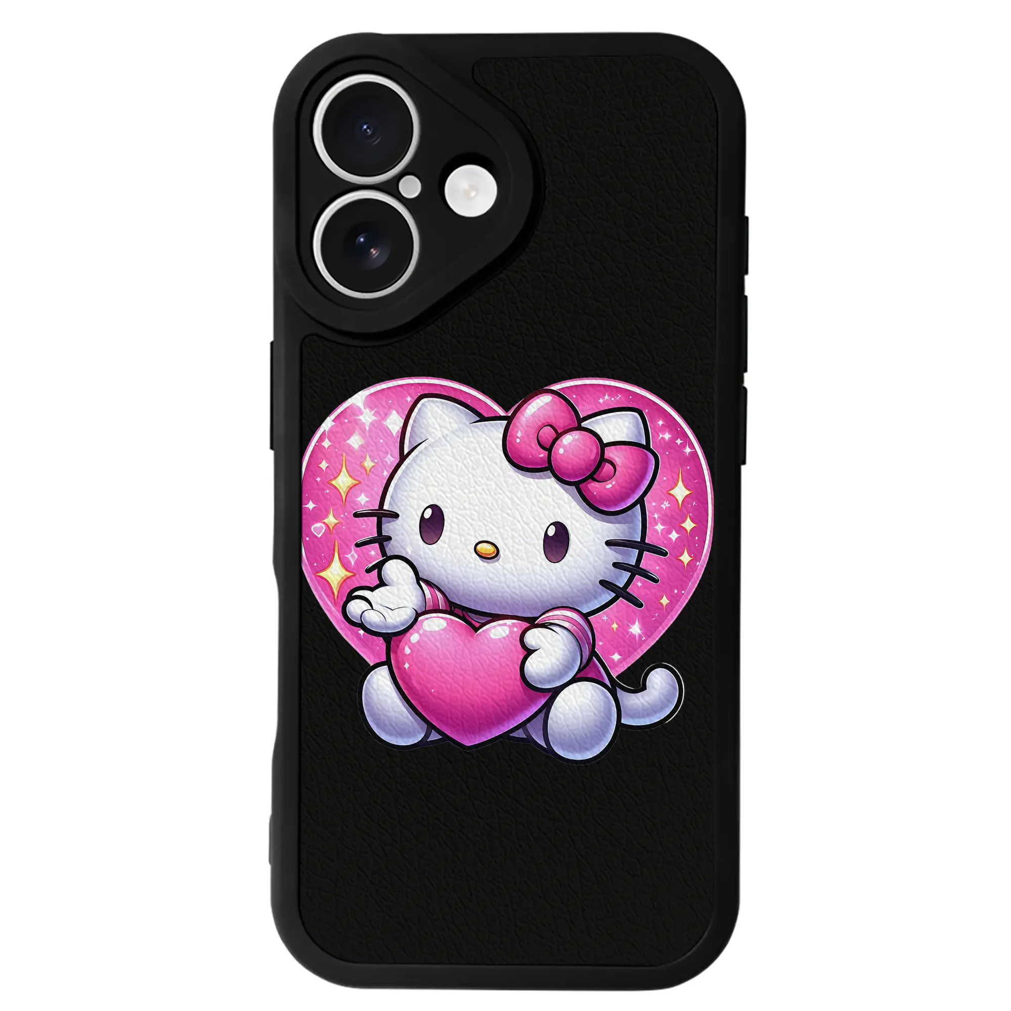 サンリオ グッズ,ハローキティ - IPhone 16シリーズ対応 ・ シリコンスマホケース ・ レザー調 ・ 高精度フィット ・ 耐衝撃 ・ ワイヤレス充電対応 ・ 精密カット